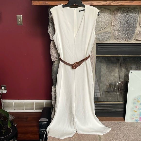 Zara Pants - Elegant White Jumpsuit with Belt